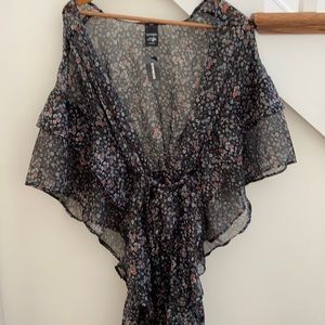 Front tie kimono